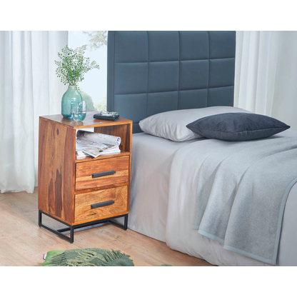 Artikelbild 7 für WOHNLING Nachttisch rechteckig Massivholz sheesham 35,0 x 40,0 x 66,0 cm, 1 St., Artikelnummer 166779