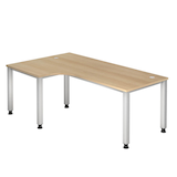 Artikelbild 1 für HAMMERBACHER Akandia höhenverstellbarer Schreibtisch eiche L-Form, 5-Fuß-Gestell silber 200,0 x 80,0/120,0 cm, Artikelnummer 626123