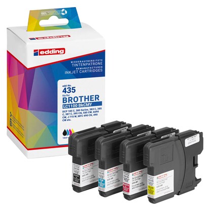 Artikelbild für edding EDD-435 schwarz, cyan, magenta, gelb Druckerpatronen kompatibel zu brother LC-1100BK/C/M/Y, 4er-Set, Artikelnummer 283806
