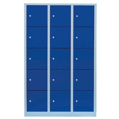 Artikelbild 2 für LÜLLMANN Schließfachschrank lichtgrau, enzianblau 523531, 15 Schließfächer 118,5 x 50,0 x 180,0 cm, Artikelnummer 831331