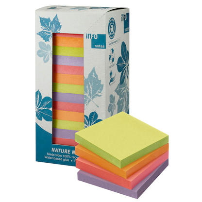 Artikelbild für inFO Recycling Haftnotizen farbsortiert, 16 Blöcke, Artikelnummer 458321