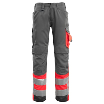 Artikelbild für MASCOT® unisex Warnschutzhose Leeds dunkelanthrazit, rot Größe 62, Artikelnummer 768965