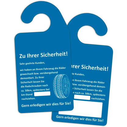 Artikelbild für EICHNER Hängeetiketten KFZ Spiegel blau 9,0 x 18,0 cm Räder nachziehen, 200 St., Artikelnummer 703726