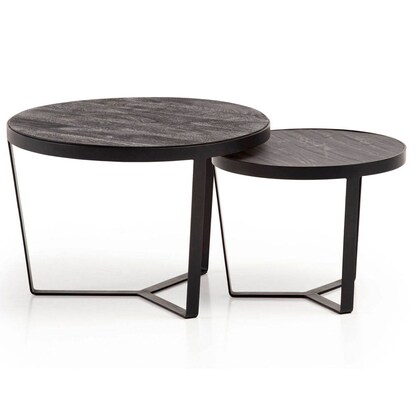 Artikelbild für WOHNLING Couchtische-Set rund Massivholz schwarz, 1 Set, Artikelnummer 314227