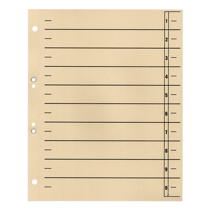 Artikelbild für Wekre Trennblätter DIN A4 0-9 chamois, 230 g/m², 100 Blatt, Artikelnummer 630606