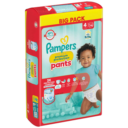 Artikelbild für Pampers® Windeln premium protection™ BIG PACK Gr. 4 (9-15 kg) für Babys und Kleinkinder, 42 St., Artikelnummer 585199