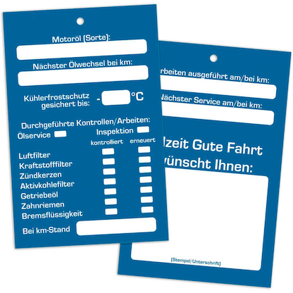 Artikelbild für EICHNER Hängeetiketten Inspektion blau 65,0 x 10,0 cm 2-seitig bedruckt, 300 St., Artikelnummer 700959