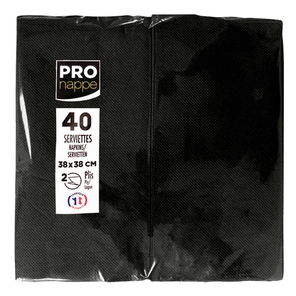Artikelbild für PROnappe Servietten schwarz 2-lagig 38,0 x 38,0 cm, 40 St., Artikelnummer 634786