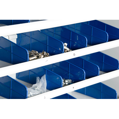 Artikelbild 3 für Gürkan Stahlschrank 109484 lichtgrau, blau 12 Fachböden 100,0 x 30,0 x 198,0 cm, aufgebaut, 1 St., Artikelnummer 148989