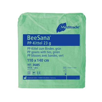 Artikelbild 2 für Meditrade® unisex Schutzkittel BeeSana® PP grün Einheitsgröße 10 St., Artikelnummer 565079