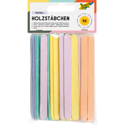 Artikelbild für folia Bastelholz mehrfarbig Holzstäbchen, 50 St., Artikelnummer 479537