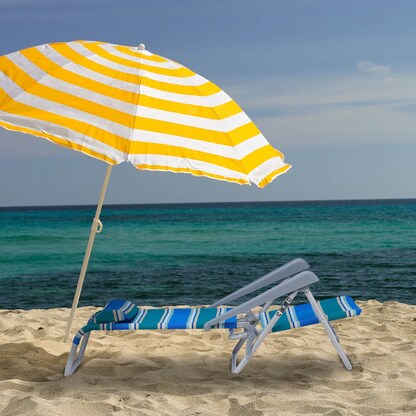 Artikelbild 4 für relaxdays Liegestuhl mit Armlehnen blau, 1 St., Artikelnummer 768172