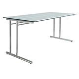 Artikelbild 1 für Kerkmann Lago Schreibtisch satiniert rechteckig, C-Fuß-Gestell chrom 160,0 x 80,0 cm, Artikelnummer 655915