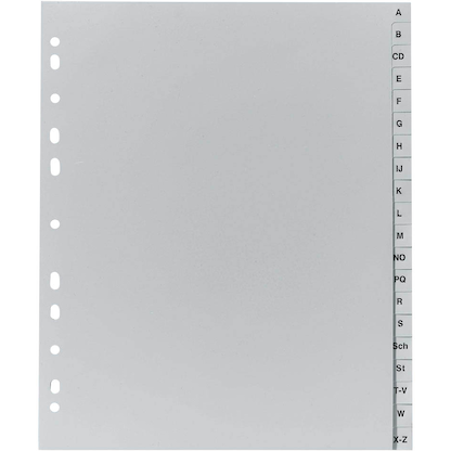 Artikelbild für Exacompta Ordnerregister DIN A4 Vollformat, Überbreite A-Z grau 20-teilig, 1 Satz, Artikelnummer 386411