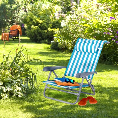 Artikelbild 4 für relaxdays Liegestuhl mit Armlehnen blau, 1 St., Artikelnummer 768303