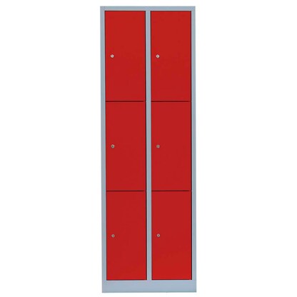 Artikelbild 4 für LÜLLMANN Schließfachschrank feuerrot, lichtgrau 520324, 6 Schließfächer 60,0 x 50,0 x 180,0 cm, Artikelnummer 185536