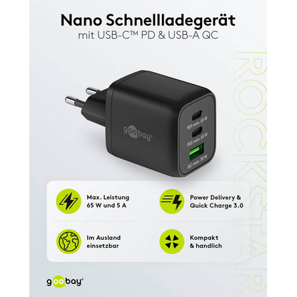 Artikelbild 8 für goobay Ladekabel mit Adapter schwarz, Kabellänge: 1,0 m, 65 Watt, Artikelnummer 345274
