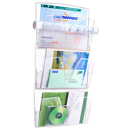 Artikelbild für cep Wandprospekthalter transparent DIN A4 3 Fächern 36,0 x 12,2 x 75,0 cm, 1 St., Artikelnummer 350017