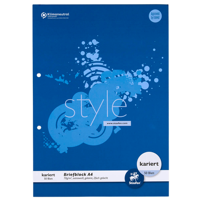 Artikelbild 2 für Staufen® Briefblöcke Style 2-fach-Lochung DIN A4 kariert, 1 St., Artikelnummer 453096
