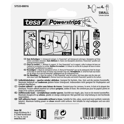 Artikelbild 3 für tesa Oval Small Klebehaken für max. 1,0 kg, 1,4 x 3,4 cm, 3 St., Artikelnummer 738597