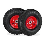 Artikelbild 1 für relaxdays Sackkarrenräder luftbereift schwarz, rot Stahl Felgen, Achse 1,6 cm, Artikelnummer 452213