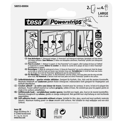 Artikelbild 3 für tesa Trend Large Klebehaken für max. 2,0 kg, 2,0 x 5,0 cm, 2 St., Artikelnummer 738607