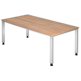 Artikelbild 1 für HAMMERBACHER QS2E höhenverstellbarer Schreibtisch nussbaum rechteckig, 4-Fuß-Gestell silber 200,0 x 100,0 cm, Artikelnummer 828215