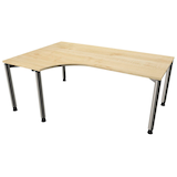 Artikelbild 1 für fm Sidney höhenverstellbarer Schreibtisch königsahorn C-Form, 4-Fuß-Gestell silber 180,0 x 80,0/120,0 cm, Artikelnummer 509921