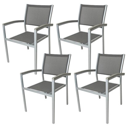 Artikelbild für Garden Pleasure Gartenstühle mit Armlehnen GRACE grau, Metall, 4 St., Artikelnummer 285488