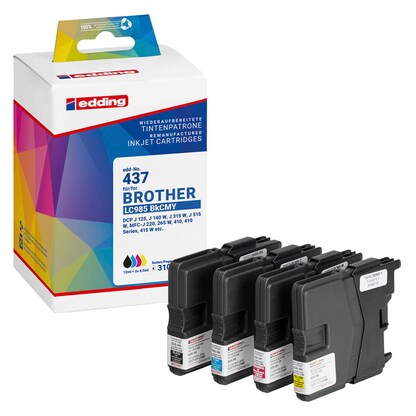 Artikelbild für edding EDD-437 schwarz, cyan, magenta, gelb Druckerpatronen kompatibel zu brother LC-985BK/C/M/Y, 4er-Set, Artikelnummer 284036