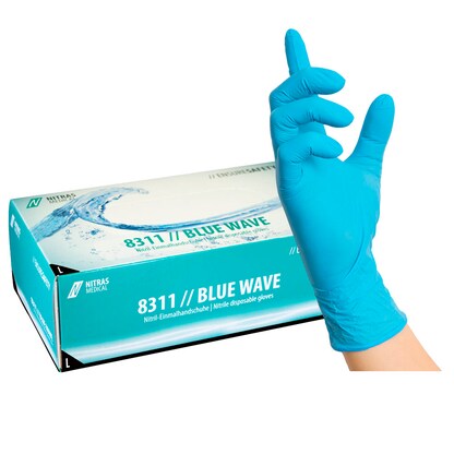 Artikelbild für NITRAS MEDICAL unisex Einmalhandschuhe BLUE WAVE blau Größe L, 100 St., Artikelnummer 831943