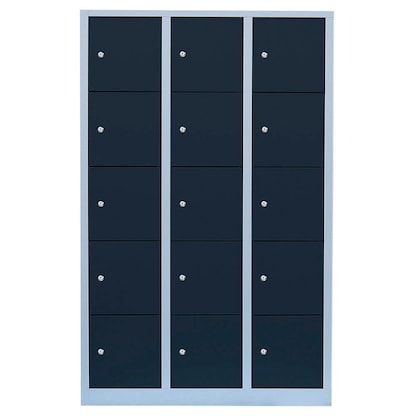 Artikelbild 2 für LÜLLMANN Schließfachschrank anthrazit, lichtgrau 523538, 15 Schließfächer 118,5 x 50,0 x 180,0 cm, Artikelnummer 831608