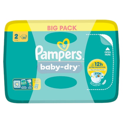 Artikelbild 3 für Pampers® Windeln baby-dry™ BIG PACK Gr. 2 (4-8 kg) für Neugeborene, 88 St., Artikelnummer 585309