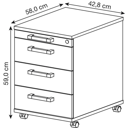 Artikelbild 2 für HAMMERBACHER Solid AC30 Rollcontainer buche 4 Auszüge 42,8 x 58,0 x 59,0 cm, Artikelnummer 399365