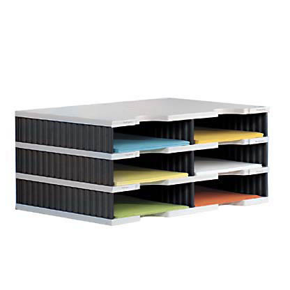 Artikelbild für styro Sortierstation Styrodoc grau/schwarz mit 6 Fächern, Artikelnummer 444877