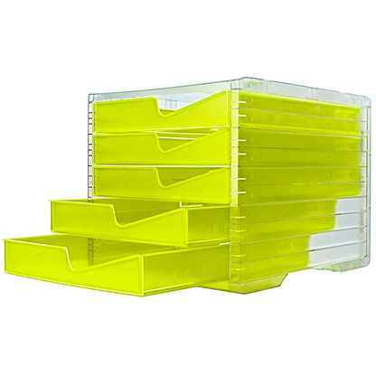 Artikelbild für styro Schubladenbox styroswingbox NEONline neon-gelb 275-8430.2164, DIN A4 mit 5 Schubladen, 1 St., Artikelnummer 821837