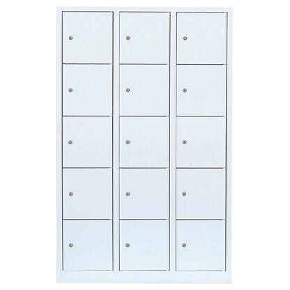 Artikelbild 2 für LÜLLMANN Schließfachschrank signalweiß 523537, 15 Schließfächer 118,5 x 50,0 x 180,0 cm, Artikelnummer 831533