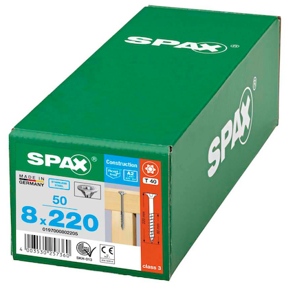 Artikelbild 13 für SPAX® Universalschrauben T40 Senkkopf Edelstahl A2 0197000802205 8 mm x 220 mm, 50 St., Artikelnummer 398259