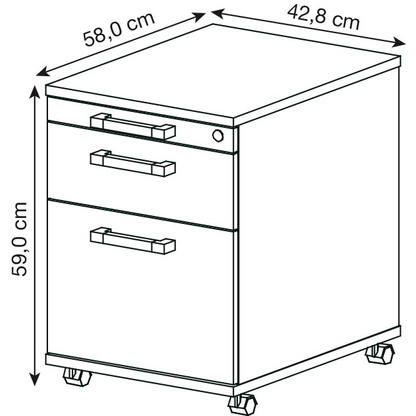 Artikelbild 2 für HAMMERBACHER Solid AC20 Rollcontainer buche 3 Auszüge 42,8 x 58,0 x 59,0 cm, Artikelnummer 399307
