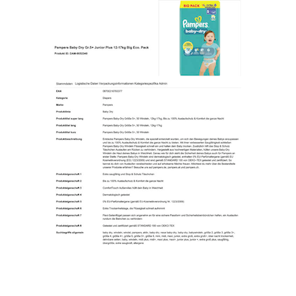 Artikelbild 4 für Pampers® Windeln baby-dry™ BIG PACK Gr. 5+ (12-17 kg) für Babys und Kleinkinder, 50 St., Artikelnummer 585319