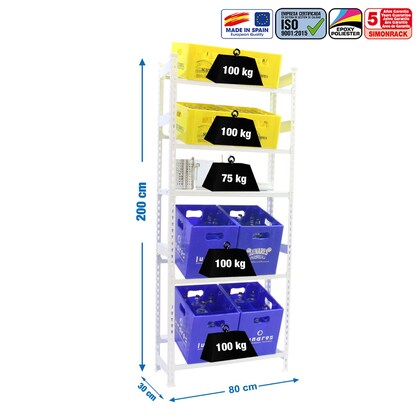 Artikelbild 2 für Simonrack Getränkekistenregal SIMONBOTTLE 8425437087912 weiß 80,0 x 30,0 x 200,0 cm, Artikelnummer 353536