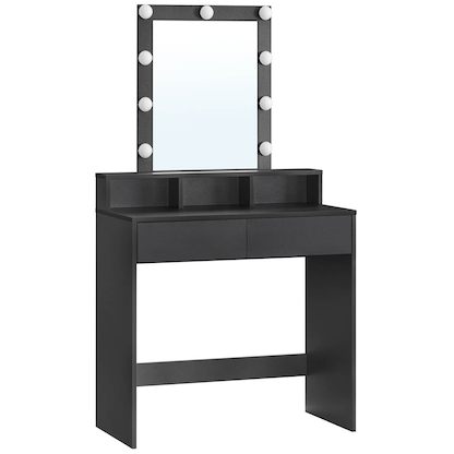 Artikelbild für VASAGLE Schminktisch rechteckig Melamin, Spanplatte schwarz 80,0 x 40,0 x 145,0 cm, 1 St., Artikelnummer 438687