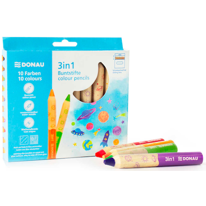 Artikelbild für DONAU 3in1 Wachsmalstifte farbsortiert, 10 St., Artikelnummer 694439