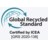 Logo des Global Recycled Standard, bestehend aus stilisiertem Globus mit Pfeilen und dem Schriftzug „Certified by ICEA [GRS 2020-138]“.
