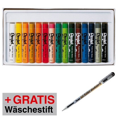 Artikelbild für AKTION: Pentel Arts Stoffmalkreide farbsortiert 1 Set + GRATIS Pentel Gel-Tintenroller 