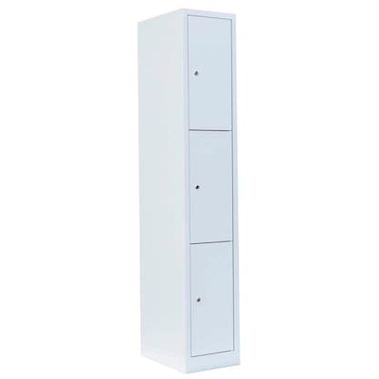 Artikelbild für LÜLLMANN Schließfachschrank signalweiß 520317, 3 Schließfächer 31,5 x 50,0 x 180,0 cm, Artikelnummer 185688