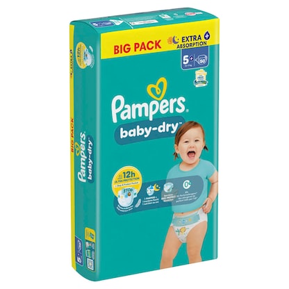 Artikelbild 3 für Pampers® Windeln baby-dry™ BIG PACK Gr. 5+ (12-17 kg) für Babys und Kleinkinder, 50 St., Artikelnummer 585319