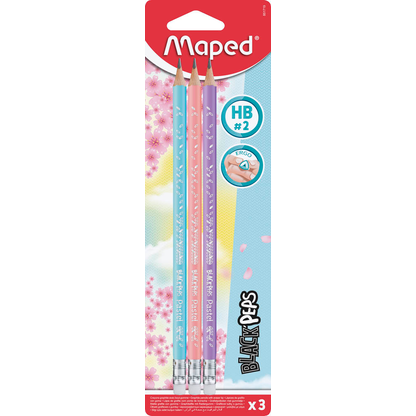 Artikelbild für maped BLACK'PEPS Bleistifte HB rose, hellblau, flieder mit Radierer, 3 St., Artikelnummer 303244