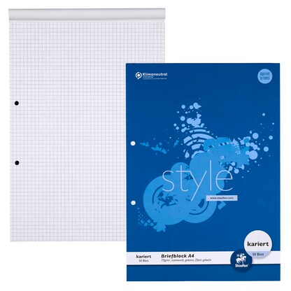 Artikelbild für Staufen® Briefblöcke Style 2-fach-Lochung DIN A4 kariert, 1 St., Artikelnummer 453096