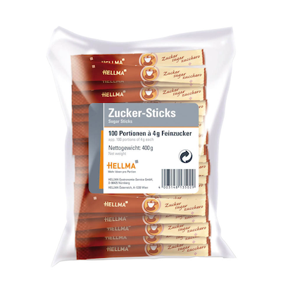 Artikelbild für HELLMA Zuckersticks, 100x 4,0 g, Artikelnummer 284740